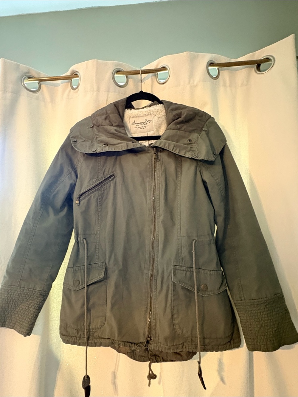 American Rag Lagenlook Granola Outdoors Olive Utility Hooded Jacket